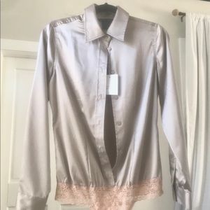 Women’s bodysuit button-down dress shirt